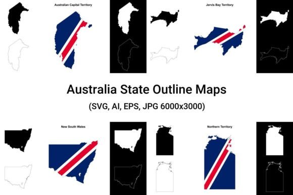 Download Australia State Outline Maps - Premium Bundle
